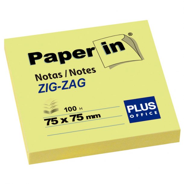 Samoljepljivi listići  ZIG-ZAG 75x75, kocka,  žuta