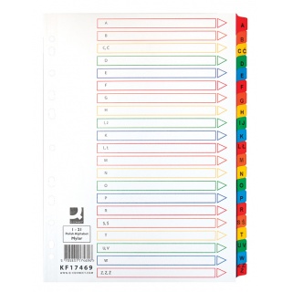 Registar kartonski A4 , 5,10,12,20,21, 31, A-Z  stranica sortiranih boja