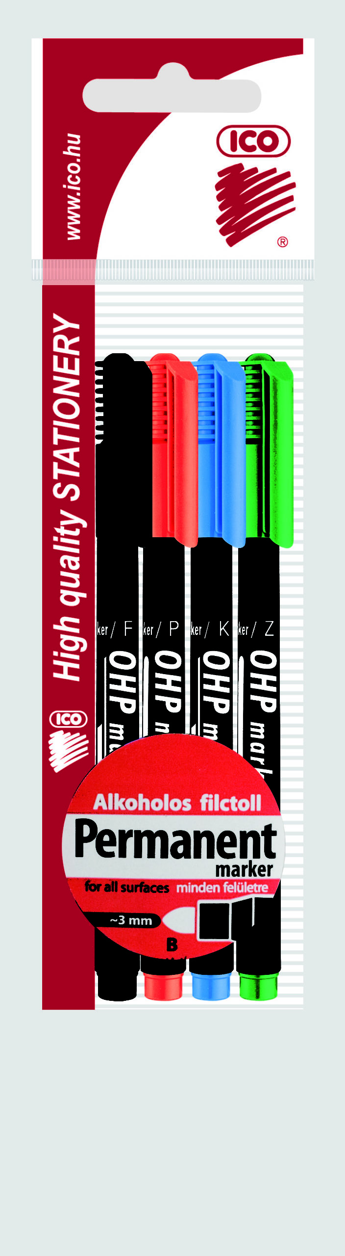 Marker ICO OHP-B  2-3 mm 4/1 (boje: zelena,plava, crvena i crna)