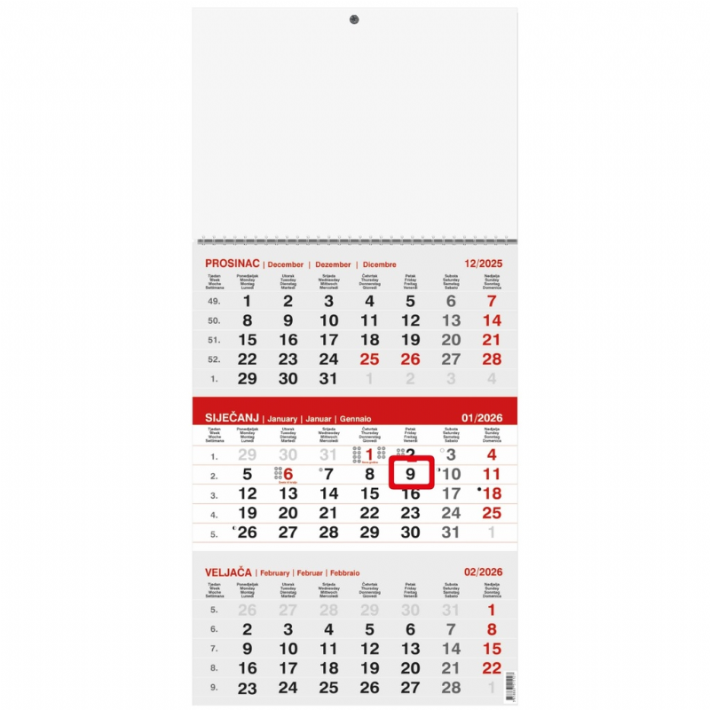 Kalendar sivo - crveni 
